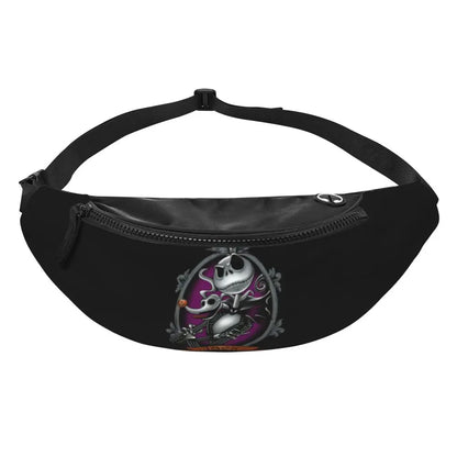 Sac Banane Personnalisé L'Étrange Noël de Monsieur Jack, Sacoche à Bandoulière pour Voyage, Randonnée, Téléphone, Poudres d'Argent