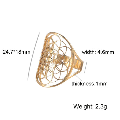 EUEAVAN – bague fleur de vie en acier inoxydable, géométrie sacrée archange Metatron, amulette réglable, bijoux cadeau, vente en gros