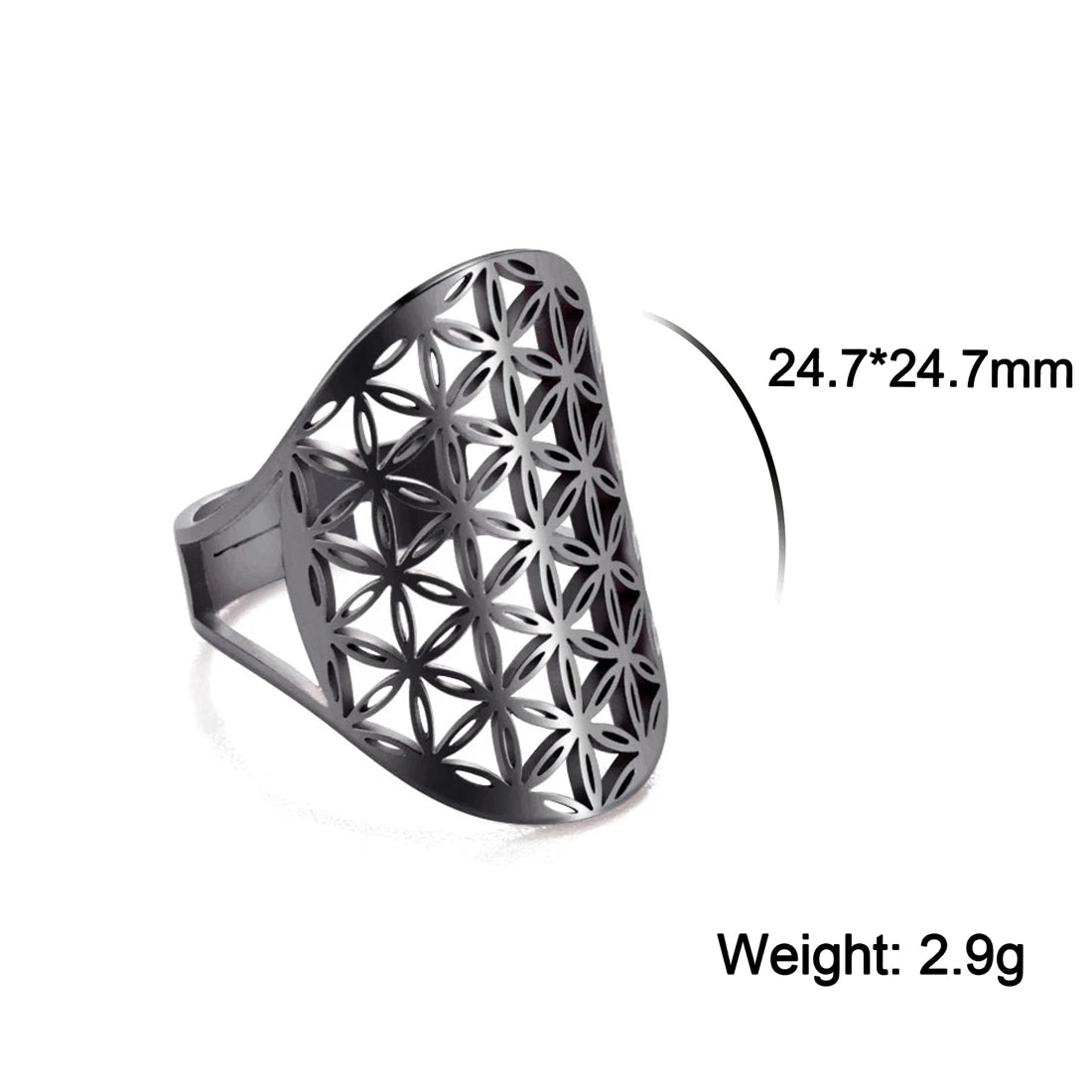 EUEAVAN – bague fleur de vie en acier inoxydable, géométrie sacrée archange Metatron, amulette réglable, bijoux cadeau, vente en gros