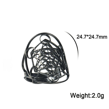EUEAVAN – bague fleur de vie en acier inoxydable, géométrie sacrée archange Metatron, amulette réglable, bijoux cadeau, vente en gros