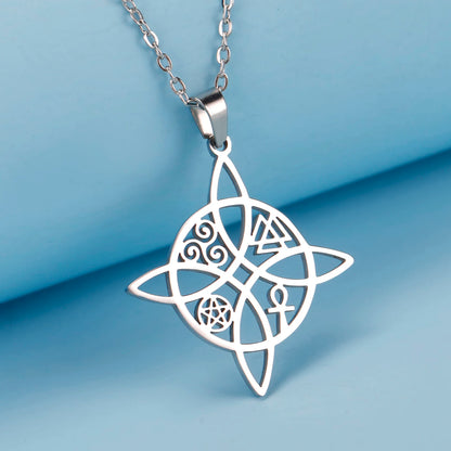 Dawapara-Collier à Nministériels d de Sorcière en Acier Inoxydable pour Femme, Amulette de Protection, Bijoux Wiccan