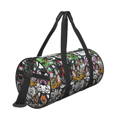 Sac fourre-tout de plage personnalisé Jack Skellington pour femmes, squelette vivant, grand compartiment, sacs de voyage pour salle de sport et plage
