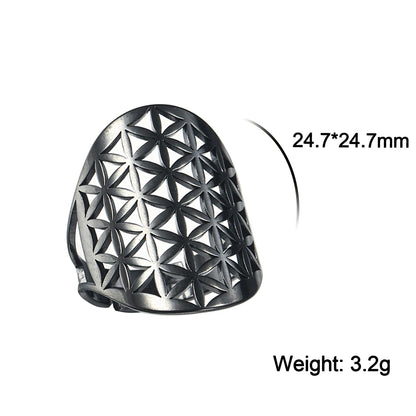 EUEAVAN – bague fleur de vie en acier inoxydable, géométrie sacrée archange Metatron, amulette réglable, bijoux cadeau, vente en gros