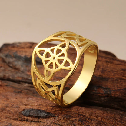 LIKGREAT bague noeud de sorcière pour femmes hommes creux en acier inoxydable bagues celtique Vintage amulette Protection Couple bijoux cadeaux
