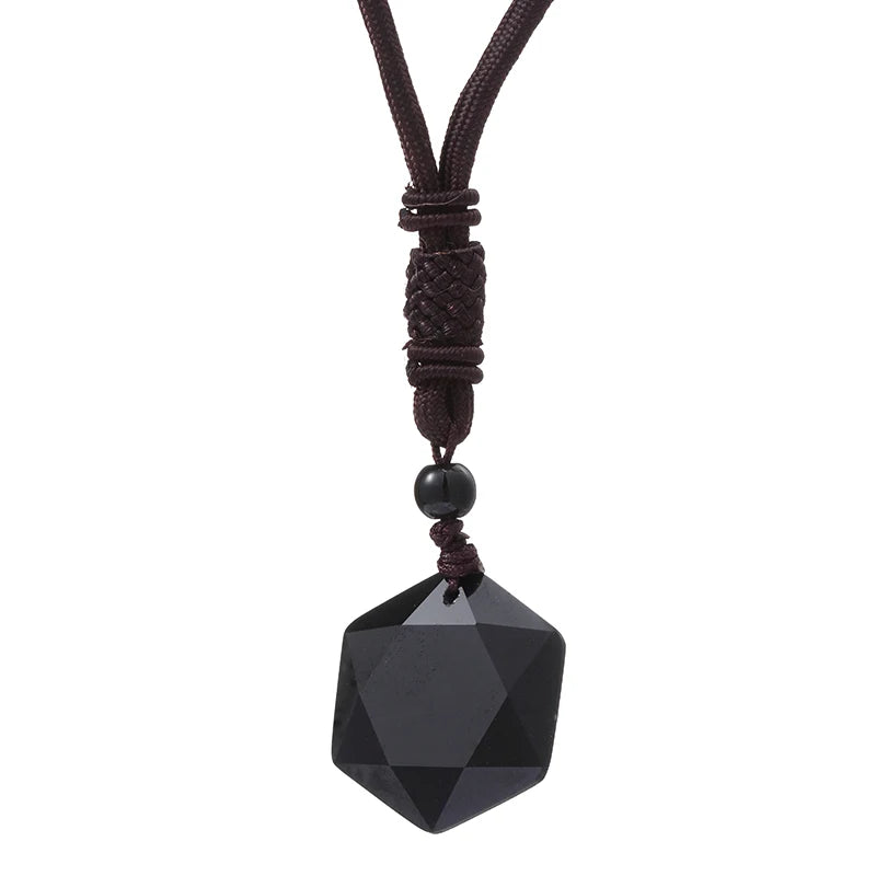 Chaud noir obsidienne hexagramme étoile de David chanceux amulette amour Quartz naturel pendentif collier hommes Orgone cristal gemmes bijoux