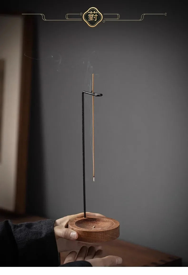 Brûleur d'encens créatif à l'envers, porte-bâton d'encens rond en bois, plateau d'encens, ornement de chambre à coucher, décoration de Yoga pour la maison, artisanat