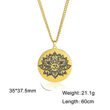 EUEAVAN Yoga Lotus Ohm symbole pendentif collier hindou bouddhiste chaîne en acier inoxydable méditation spirituelle religieux bijoux cadeaux