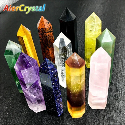 Pierre naturelle et cristaux pointe baguette sorcellerie Quartz Rose améthyste décoration de la maison pierres minérales artisanat salle Aquarium décor