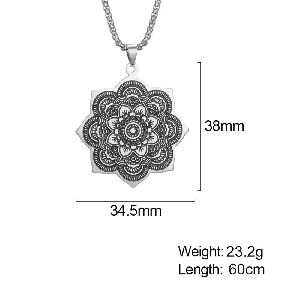 EUEAVAN Yoga Lotus Ohm symbole pendentif collier hindou bouddhiste chaîne en acier inoxydable méditation spirituelle religieux bijoux cadeaux