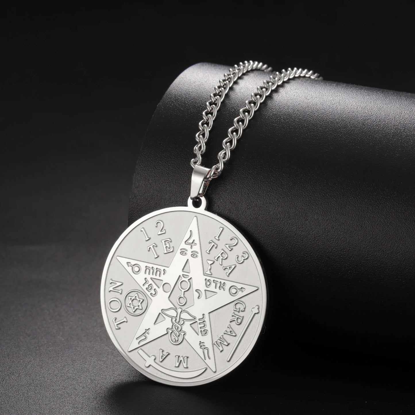 LIKGREAT-Collier pendentif pentagramme, bijoux en acier inoxydable, nom de Dieu, protection du pentacle, amulette porte-bonheur, cadeau