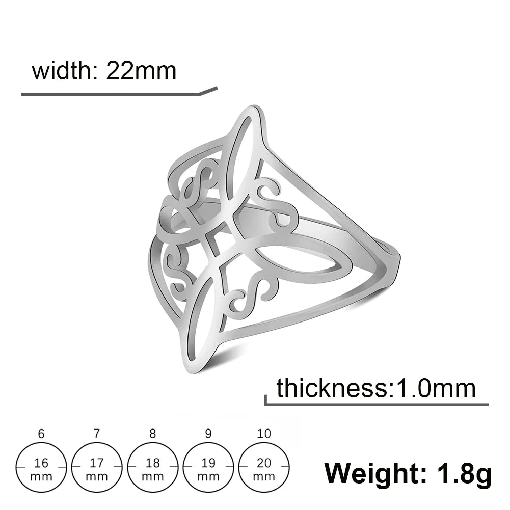 LIKGREAT bague noeud de sorcière pour femmes hommes creux en acier inoxydable bagues celtique Vintage amulette Protection Couple bijoux cadeaux