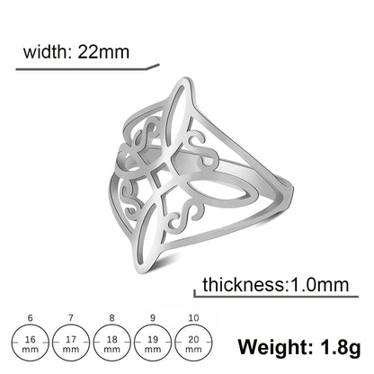 LIKGREAT bague noeud de sorcière pour femmes hommes creux en acier inoxydable bagues celtique Vintage amulette Protection Couple bijoux cadeaux