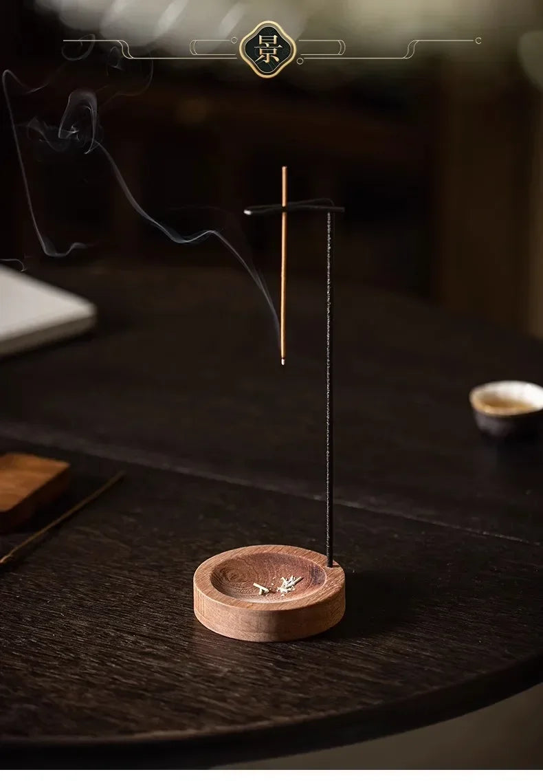 Brûleur d'encens créatif à l'envers, porte-bâton d'encens rond en bois, plateau d'encens, ornement de chambre à coucher, décoration de Yoga pour la maison, artisanat