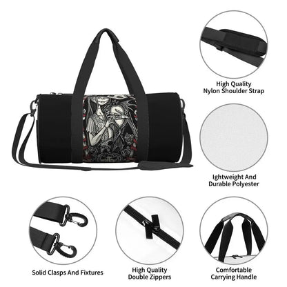 Sac fourre-tout de plage personnalisé Jack Skellington pour femmes, squelette vivant, grand compartiment, sacs de voyage pour salle de sport et plage