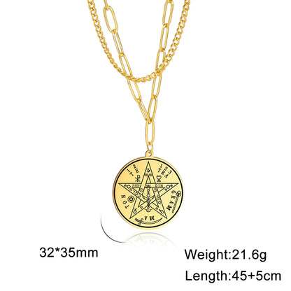 LIKGREAT-Collier pendentif pentagramme, bijoux en acier inoxydable, nom de Dieu, protection du pentacle, amulette porte-bonheur, cadeau