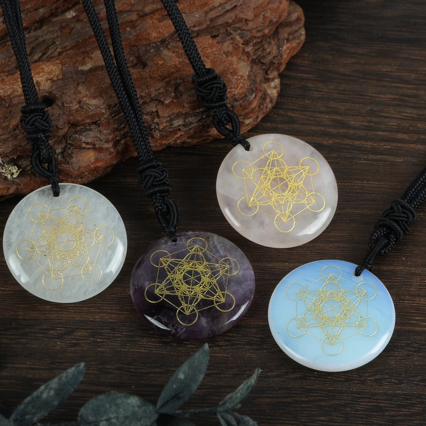 Pierre de cristal naturel Cube de Metatron pendentifs multidimensionnels mythologie ange mystérieux symboles divins colliers d'énergie Reiki