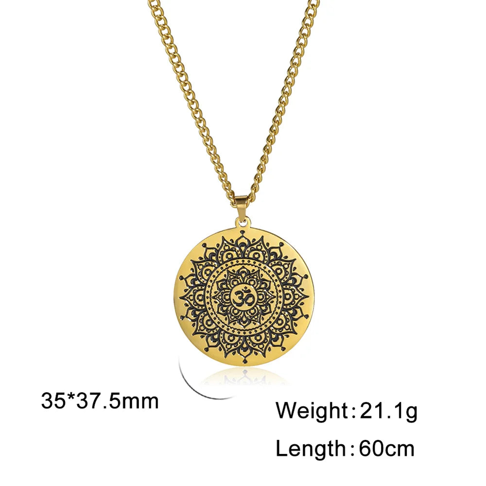EUEAVAN Yoga Lotus Ohm symbole pendentif collier hindou bouddhiste chaîne en acier inoxydable méditation spirituelle religieux bijoux cadeaux