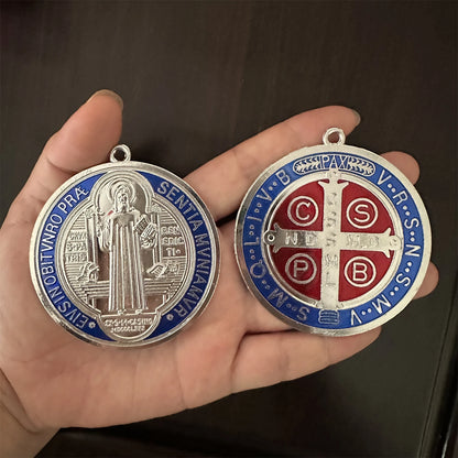 2 pièces/ensemble EXTRA grand 3 pouces ST BENEDICT croix médaille VINTAGE finition ton laiton pour affichage mural ou DESK/MEDALLA DE SAN BENITO