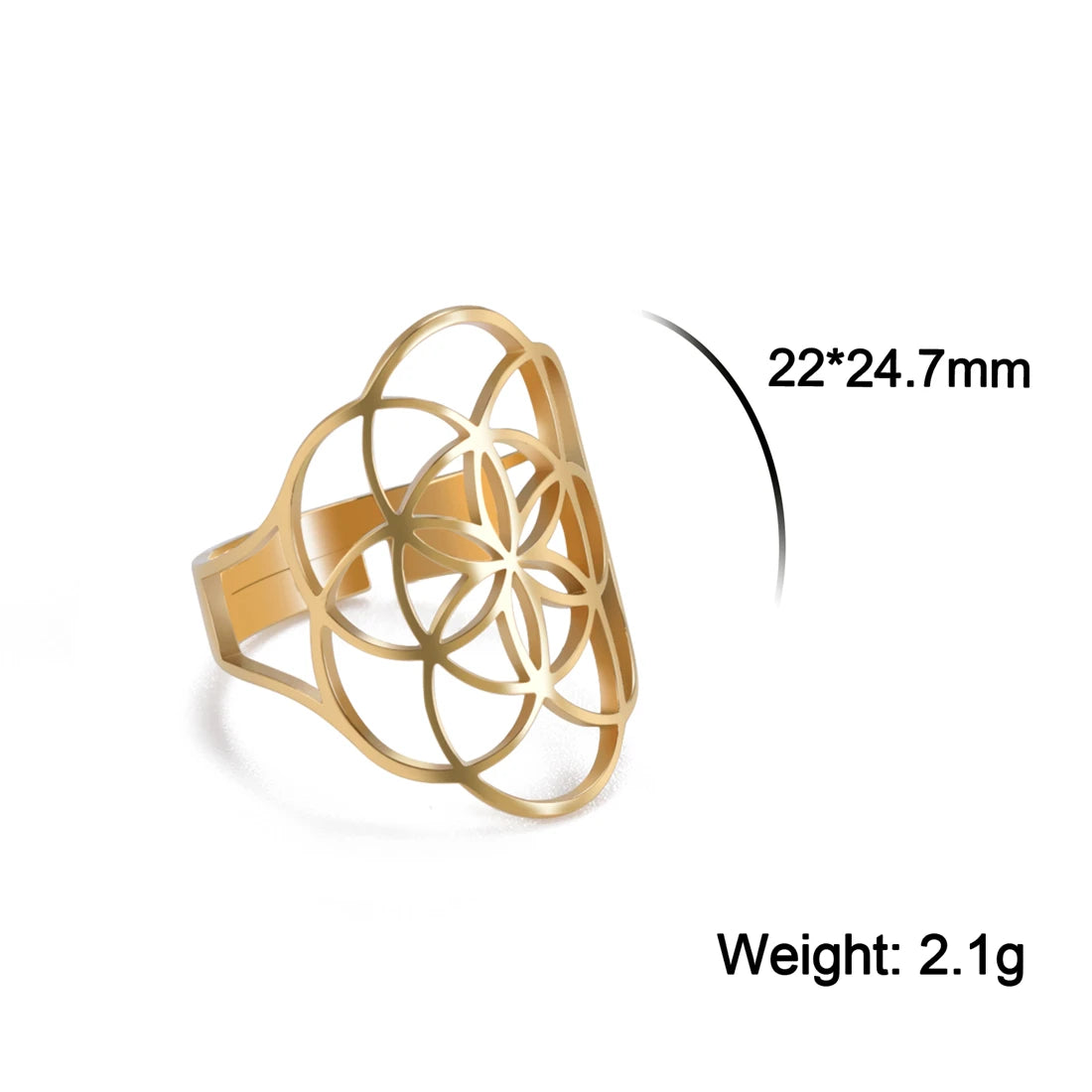 EUEAVAN – bague fleur de vie en acier inoxydable, géométrie sacrée archange Metatron, amulette réglable, bijoux cadeau, vente en gros
