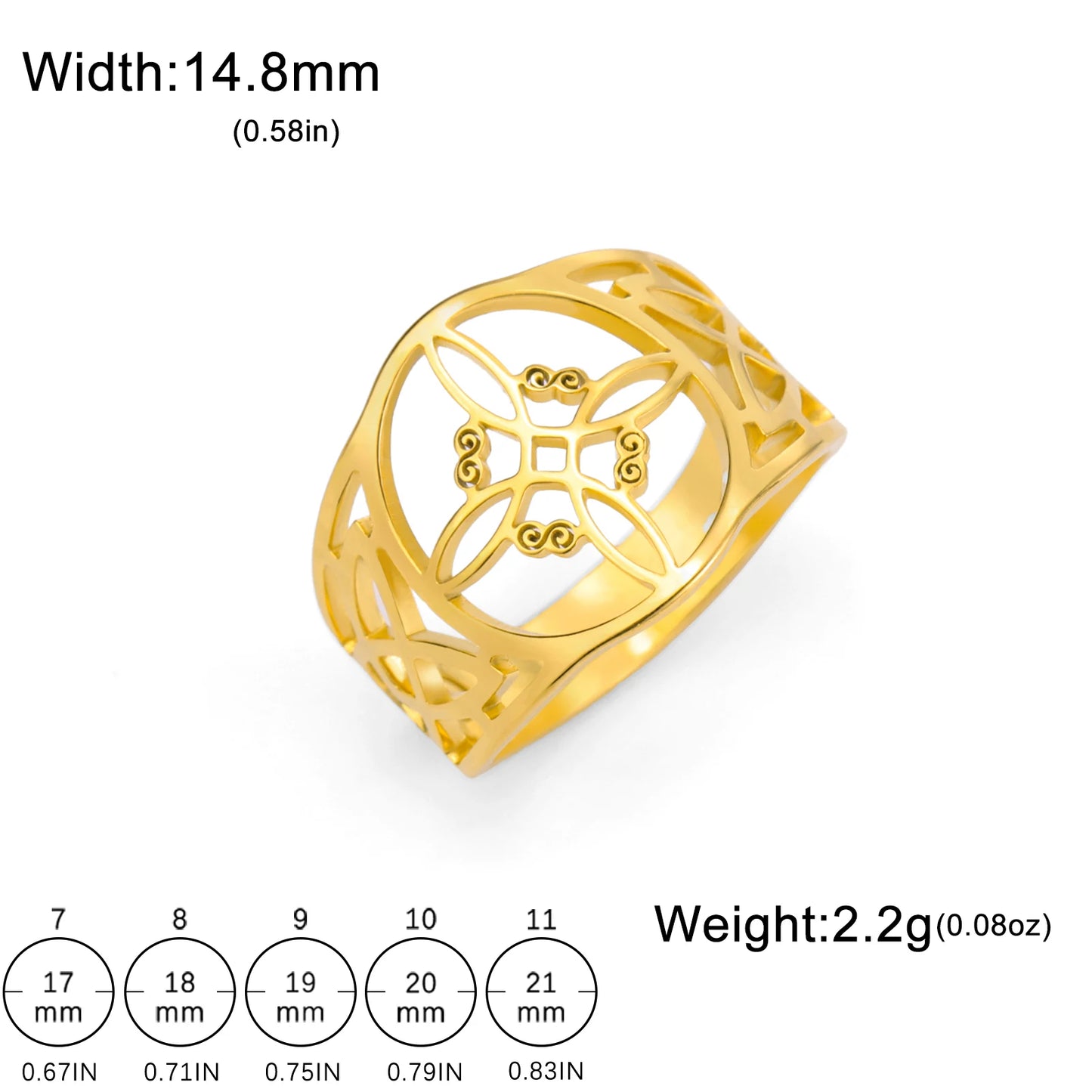 LIKGREAT bague noeud de sorcière pour femmes hommes creux en acier inoxydable bagues celtique Vintage amulette Protection Couple bijoux cadeaux