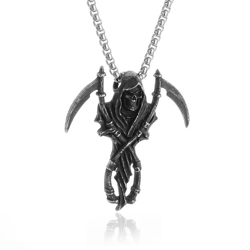 Collier pendentif tête de mort gothique Nina ifixion pour homme, punk vintage, bondage, démon, motard, rock, exorciste, bijoux, cadeau d'Halloween