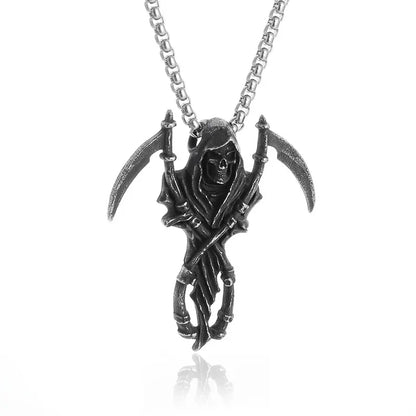 Collier pendentif tête de mort gothique Nina ifixion pour homme, punk vintage, bondage, démon, motard, rock, exorciste, bijoux, cadeau d'Halloween