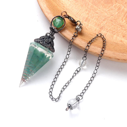 Pendentif pendule esprit pierre naturelle, chaîne en treillis, énergie porte-bonheur, résine Reiki mystérieuse pour la fabrication de bijoux, accessoires colliers