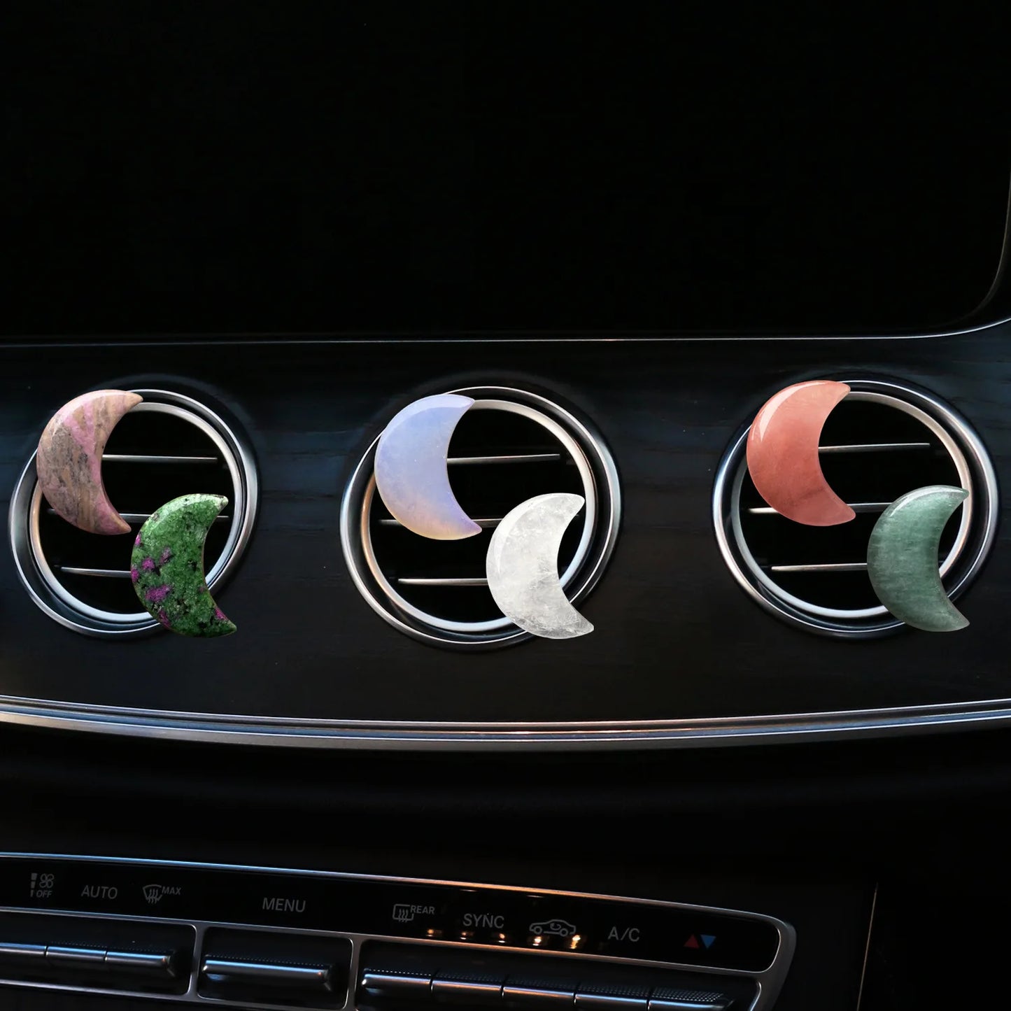 Réinitialisation de parfum d'aromathérapie de voiture, pierre naturelle de guérison CitroQuartz, pierre précieuse de lune et d'étoile, décoration intérieure, 1PC