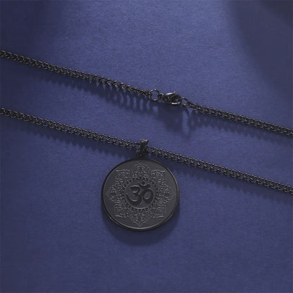 EUEAVAN Yoga Lotus Ohm symbole pendentif collier hindou bouddhiste chaîne en acier inoxydable méditation spirituelle religieux bijoux cadeaux
