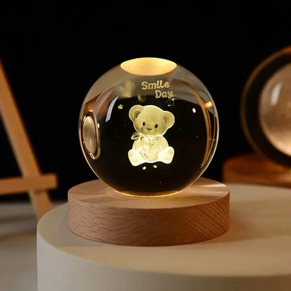 Décoration artisanale en verre 3D, 12 Constellations, boule de cristal gravée au Laser, système solaire d'anniversaire, cadeau, Base en bois, décor de bureau pour la maison