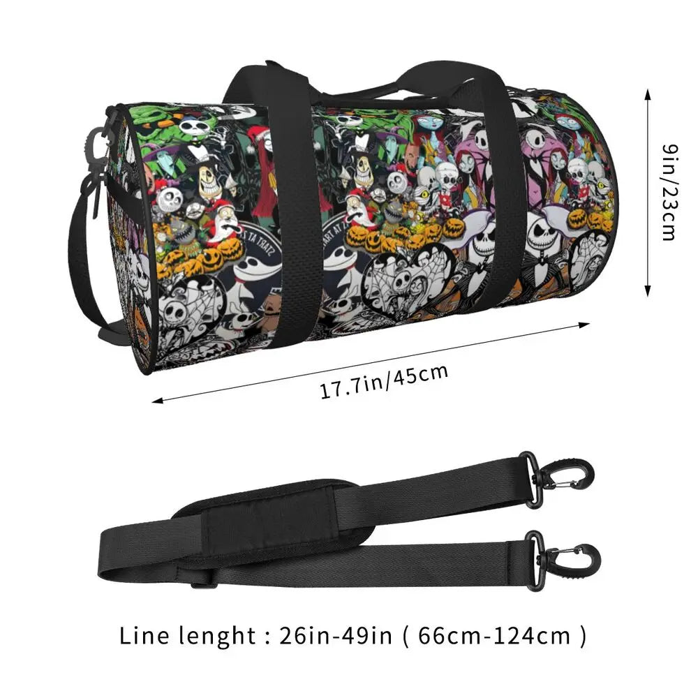 Sac fourre-tout de plage personnalisé Jack Skellington pour femmes, squelette vivant, grand compartiment, sacs de voyage pour salle de sport et plage