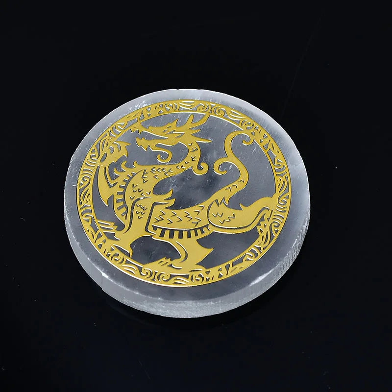 Plaque circulaire en sélénite naturelle, cristal de guérison, charge de Chakras minérales, dalle de gypse, spécimen de minéraux, décoration de maison, cadeau, 1 pièce