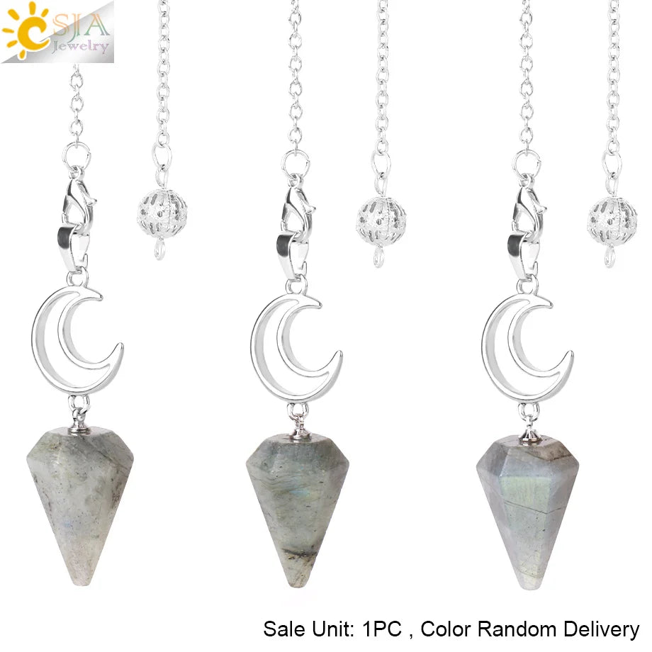 Pendule en cristal spirituel pour Divination, ésotérisme, lune de guérison, pendentif cône en pierre naturelle, Quartz rose, radiesthésie S9