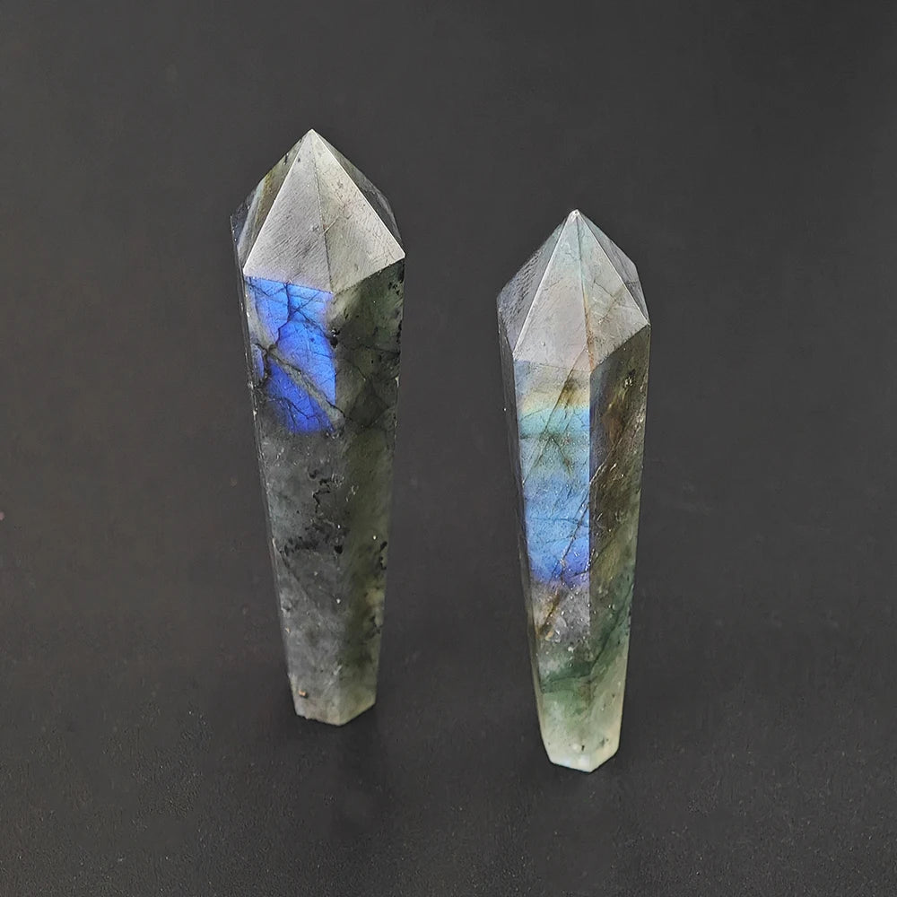 Pierre Labradorite 5-7cm, colonne hexagonale, baguette à pointe de tour, cristaux naturels, pierres de guérison, artisanat, pendule Pirit, décor Fengshui