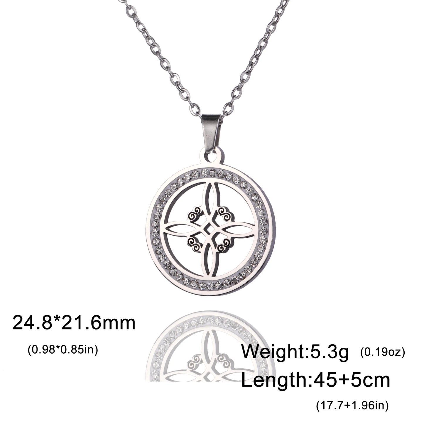 Skyrim Collier Nministériels d Sorcière en Acier Inoxydable, Pendentif Rond, Amulette Wicca, Bijoux Cadeau d'Anniversaire