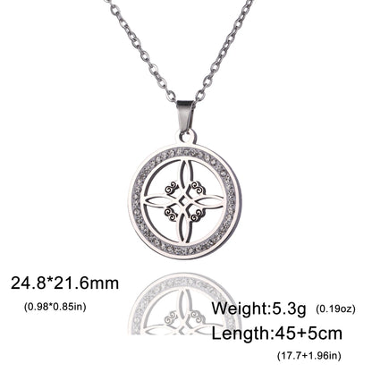 Skyrim Collier Nministériels d Sorcière en Acier Inoxydable, Pendentif Rond, Amulette Wicca, Bijoux Cadeau d'Anniversaire