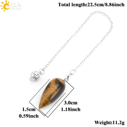 Pendule en Pierre Naturelle, Pendentif en Clip Turquoise, Goutte d'Eau de Guérison, Synchronisation, Radiesthésie, Reiki, T041