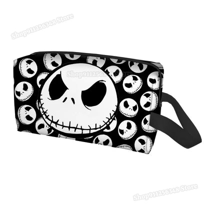 Sac à cosmétiques le cauchemar avant noël pour filles, pochette de maquillage Jack Skellington, organisateurs portables, étui de maquillage, cadeau pour femmes