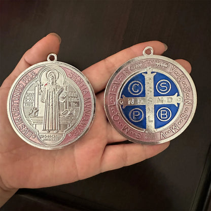 2 pièces/ensemble EXTRA grand 3 pouces ST BENEDICT croix médaille VINTAGE finition ton laiton pour affichage mural ou DESK/MEDALLA DE SAN BENITO