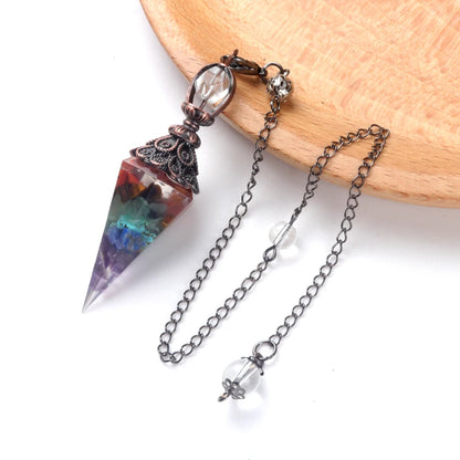 Pendentif pendule esprit pierre naturelle, chaîne en treillis, énergie porte-bonheur, résine Reiki mystérieuse pour la fabrication de bijoux, accessoires colliers