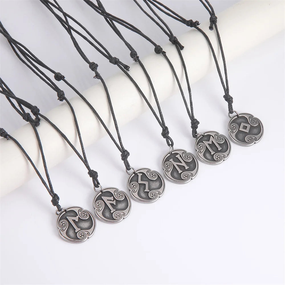 EUEAVAN rétro mystérieux Runes collier Viking bijoux corde chaîne réglable colliers en acier inoxydable pendentif amulette bijoux