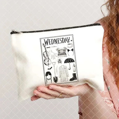 Mercredi Addams et Enid trousse à cosmétiques femmes sacs de toilette décontracté rouge à lèvres sacs de maquillage cadeau gothique filles Nevermore Academy