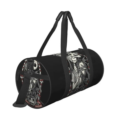 Sac fourre-tout de plage personnalisé Jack Skellington pour femmes, squelette vivant, grand compartiment, sacs de voyage pour salle de sport et plage