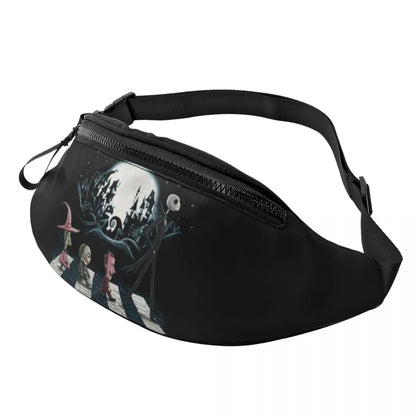 Sac Banane Personnalisé L'Étrange Noël de Monsieur Jack, Sacoche à Bandoulière pour Voyage, Randonnée, Téléphone, Poudres d'Argent