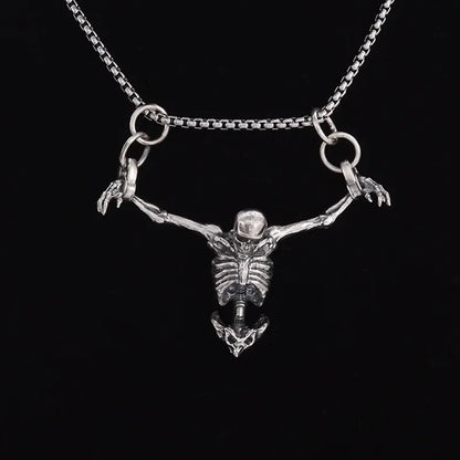 Collier pendentif tête de mort gothique Nina ifixion pour homme, punk vintage, bondage, démon, motard, rock, exorciste, bijoux, cadeau d'Halloween