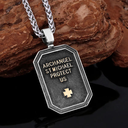 Collier archange Saint Michel, garde religieuse, amulette de foi chrétienne, pendentif en acier inoxydable, bijoux de document en or, cadeau d'amant