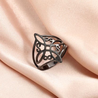 LIKGREAT bague noeud de sorcière pour femmes hommes creux en acier inoxydable bagues celtique Vintage amulette Protection Couple bijoux cadeaux