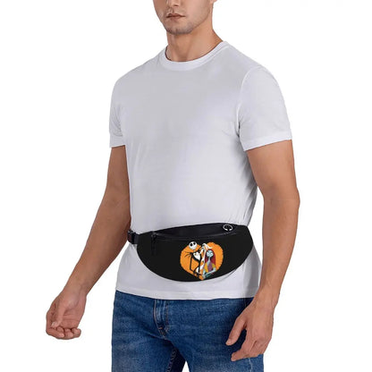Sac Banane Personnalisé L'Étrange Noël de Monsieur Jack, Sacoche à Bandoulière pour Voyage, Randonnée, Téléphone, Poudres d'Argent