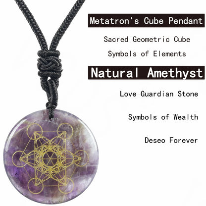 Pierre de cristal naturel Cube de Metatron pendentifs multidimensionnels mythologie ange mystérieux symboles divins colliers d'énergie Reiki