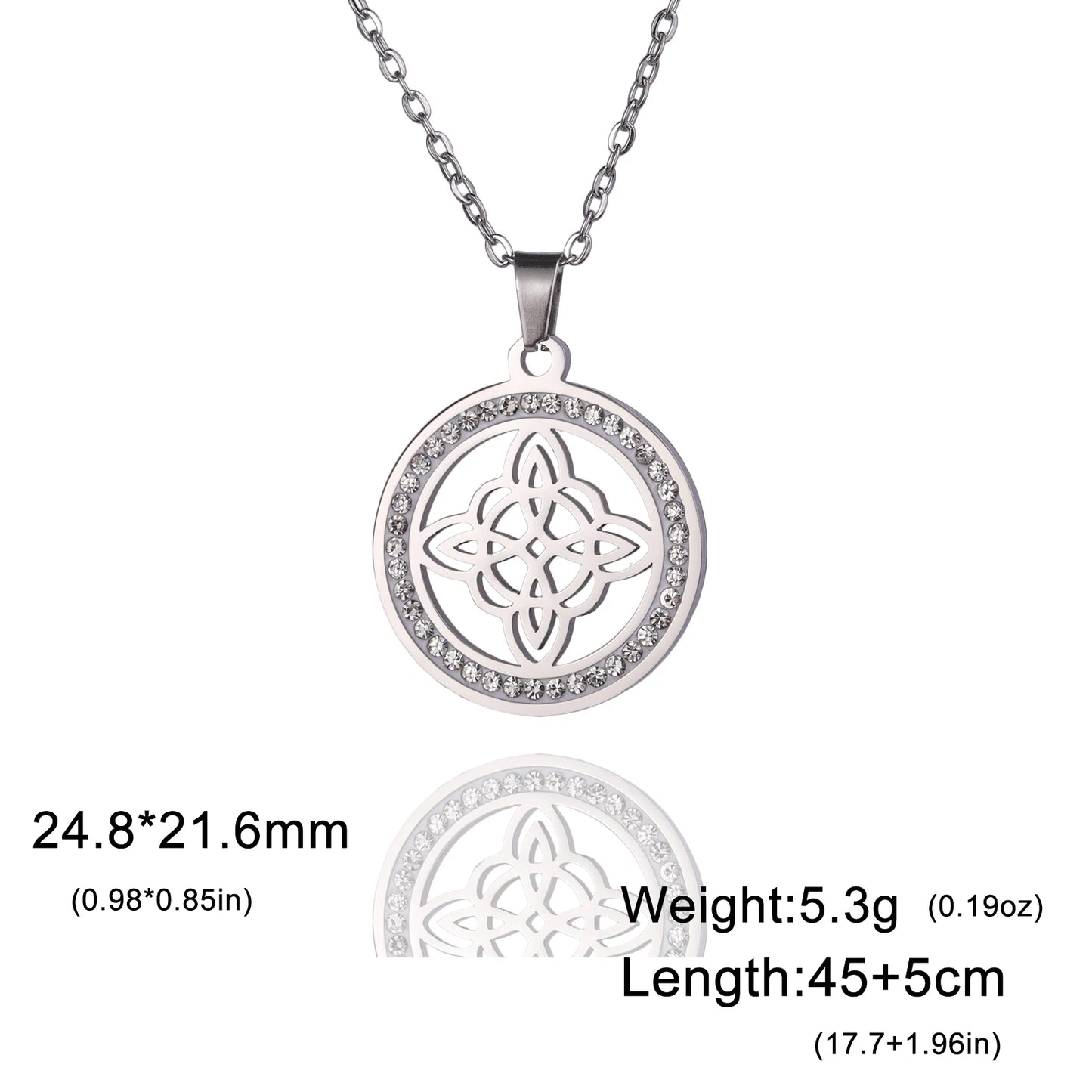 Skyrim Collier Nministériels d Sorcière en Acier Inoxydable, Pendentif Rond, Amulette Wicca, Bijoux Cadeau d'Anniversaire